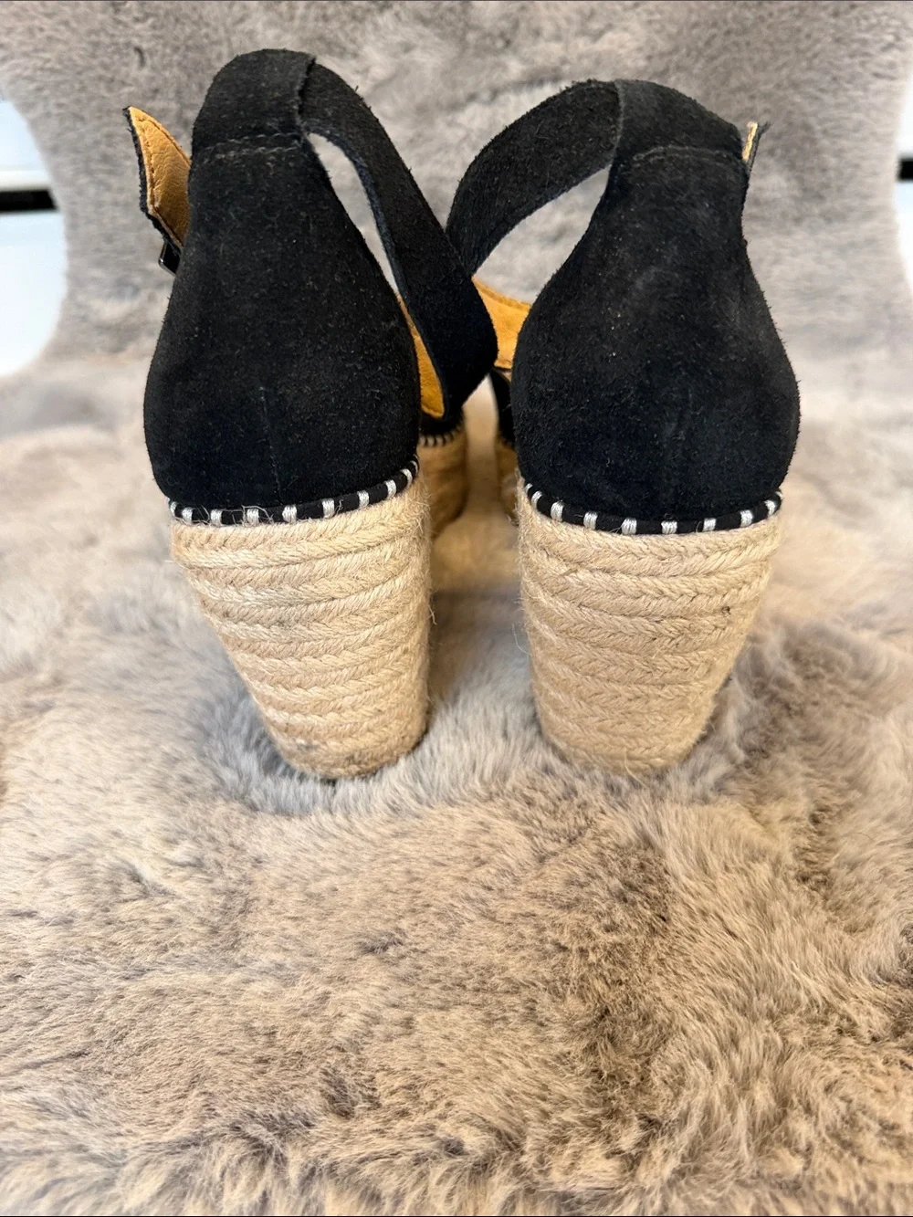 Crown Vintage Black Suede Espadrille Wedge Sandals